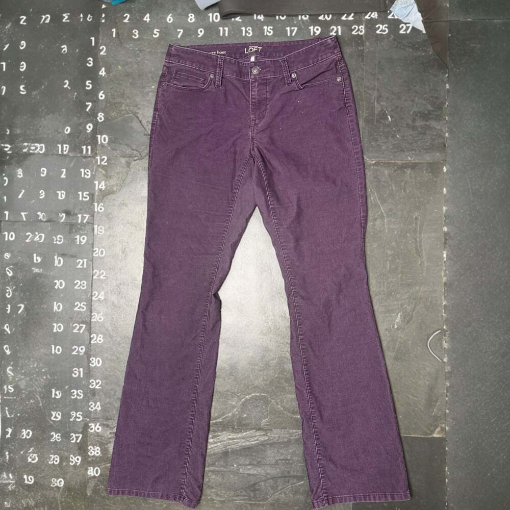 Ann Taylor LOFT Curvy Boot Cut Corduroy Pants in Plum Purple - Picture 2 of 4